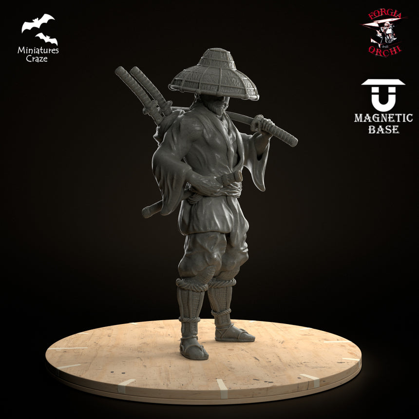 Human Ronin with hat (Three Katanas)